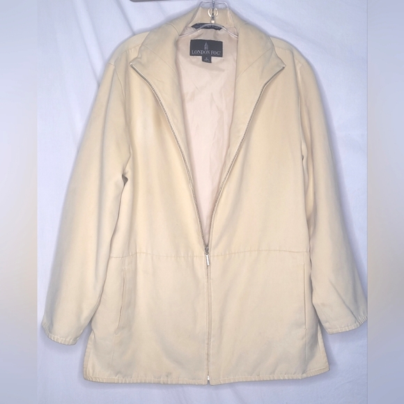 London Fog Classic Coat Jacket Buttery Yellow Small Regular* all weather suede ☀ - Picture 4 of 4